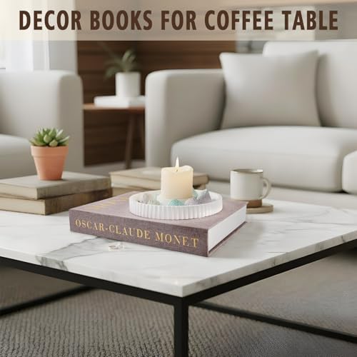 Decorative Book Set with Tray, Linen Coffee Table Books Decor - Image 2