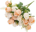 Artificial Rose Flowers 20 Heads 2 Bundles Silk Bouquet, Champagne & Cream by FuleHouzz