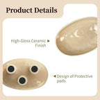 Three-Leg Ceramic Fruit Bowl, 12 Inch Oval Serving Dish for Kitchen Counter, Candy or Key Holder, Home Decor Accent Beige (Beige-12inch) - Image 6