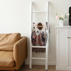 FUIN Blanket Ladder, 57in Rustic Solid Wood Decorative Ladder, White - Image 2