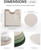Fluxynara Felt Coasters with Holder, Set of 8 for Drinks, Sagewood - Image 2