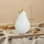Sandstone White Pear Figurine with Gold Leaf, Textured Resin Fruit Sculpture, Minimalist Neutral Home Decor Statue for Kitchen Counter, Coffee Table & Shelf Decor - Image 3