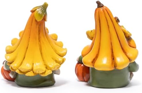 Hodao Fall Decorations for Home Resin Thanksgiving Gnome Figurines 2 Pcs - Image 2