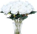 SITUMEIZI 15PCS White Artificial Roses Silk Flowers Fake Roses Realistic Bouquet Long Stem with Gift Box for Mother's Gift Day Home Party Wedding Decorations by SITUMEIZI