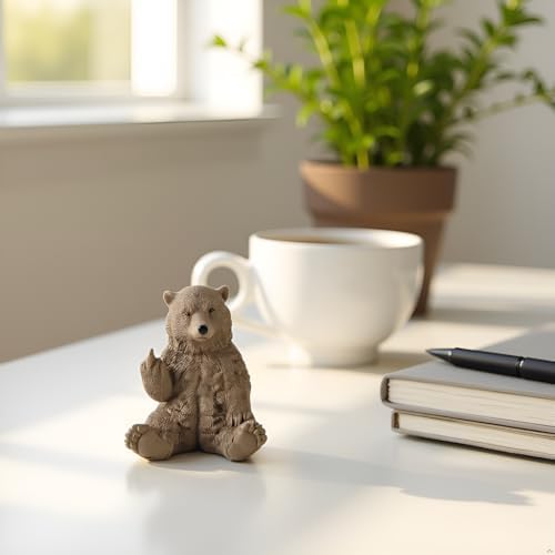 Brown Bear Middle Finger Figurine, Hilarious Funny Resin Bear Statue - Image 4