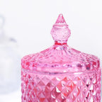 Sizikato Pink Diamond Faceted Glass Candy Jar with Lid, 18oz Decorative Jar, Nut Jar, Dried Fruit Storage Jar - Image 7