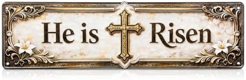Love You, Bye – Vintage Metal Wall Sign, Metal Signs, Hallway Entryway Door Signs Decor, 16 X 4 Inch Aluminum Rustic Wall Art, Farmhouse Style Hanging Plaque for Decoration (1, He is Risen-Gold, M) by Unknown