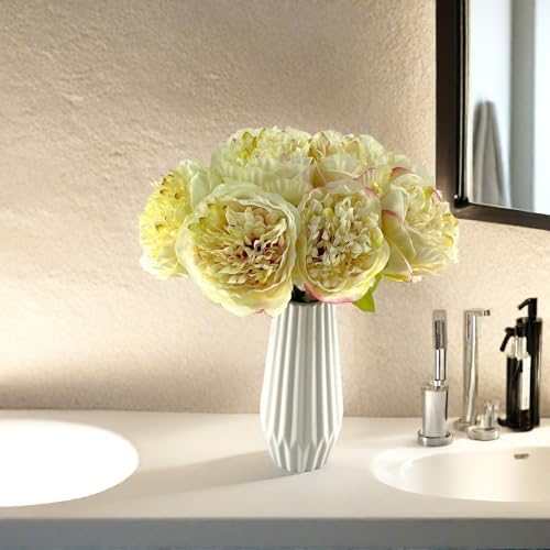 2 Bouquet 10Heads Artificial Fake Peony Flowers Silk Faux Flower for Home Office Party Wedding Decorations - Image 5