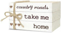 Decorative Books for Home Decor, Rustic Wood Book Stack for Table Decor, Country Roads Take Me Home Decoration Books for Living Room Bookshelf, Farmhouse Stacked Books Decoration (L64) by Ycyfckdr