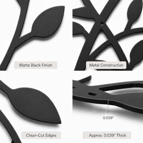 Meltset Metal Tree Leaf Wall Decor, Vine Olive Leaf Branch Wall Art, Black Metal Art, Wrought Iron Scroll Wall Decor, Decorative Wall Sculpture Above Bed, Living Room,Bathroom,Indoor Outdoor(L/Black) - Image 3