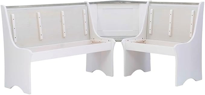 Riverbay Furniture Coastal Wood Corner Dining Nook - Image 4