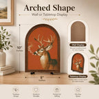 Vintage Deer Art Decor - Arched Wooden Frame with Stand, Retro Whimsical Animal Wall & Tabletop Decor for Living Room, Bedroom, Office, Funny Novelty Home Accent, Unique Housewarming Gift - Image 6