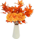 Tinsow 12PCS Artificial Ball Chrysanthemum Faux Flowers Bouquet Orange - Image 7