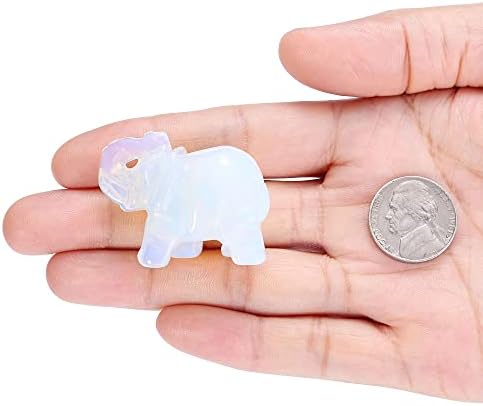 Jovivi 2pcs Opalite Crystal Elephant Decor Carved Gemstones Figurine 1.5'' - Image 5