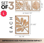 qmmp Modern Wooden Wall Sculptures - Set of 3 - Home Decor Accent - Large Wall Art for Living Room, Bedroom, Office - Easy Installation (Oak, Large - Tree Leaves) - Image 7