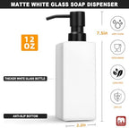 GMISUN White Soap Dispenser Bathroom, Hand Glass Soap Dispenser with Stainless Steel Pump, 12 fl oz/350ml Dish Dispenser for Kitchen, Modern Refillable Liquid Soap and Lotion Dispenser for Countertop - Image 2