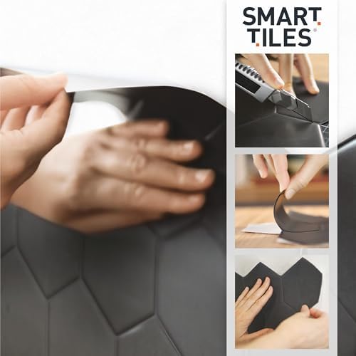Smart Tiles Peel and Stick backsplash, Stacked Powder Pink, 11.43"x9" - Image 4