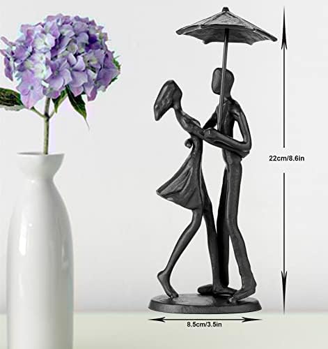 Loving Couple Under Umbrella Bronze Sculpture, Handcrafted Art Metal Statue Romantic Art Iron Statue 6th 11th 20th 40th 50th for Couple - Image 6