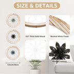 Paquesta 3 Piece Round Farmhouse Wall Decor with 6 Piece Interchangeable Flowers 12'' Medallion Wood & Metal Rustic Wall Art for Living Room Bedroom Kitchen Bathroom Dining Room Home Decorations - Image 2