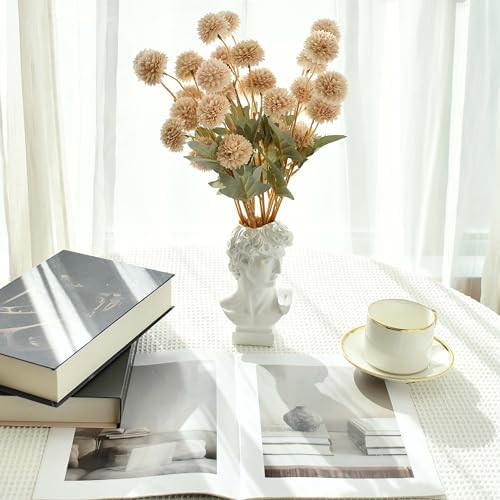 Mandy's 6 Stems Silk Beige Kiku Ball Flowers - Image 6