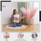 7 Pcs 45" Faux Pampas Grass – Fluffy Artificial Pompous Grass for Tall Floor Vase, Non-Shedding Home Decor, Boho Wedding Flowers, Baby Shower Centerpieces, Bedroom & Living Room Decor (Pink) - Image 3