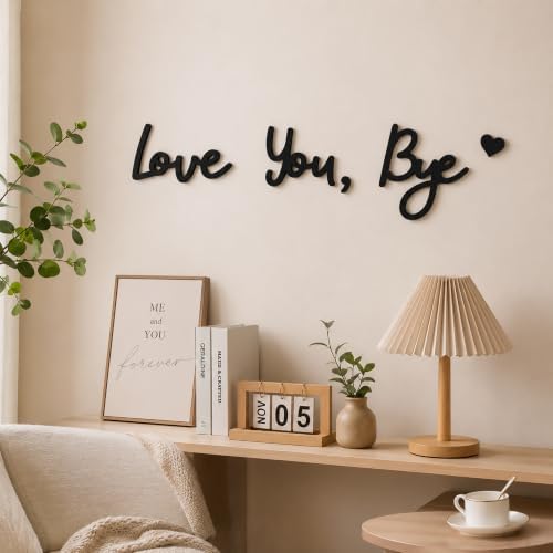 Love You Bye Sign Above Door: Wooden Wall Decor Living Room, Farmhouse Entryway Sign, Boho Home Decor, Valentine's Day Gift for Family (Black) - Image 2