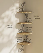 Alsonerbay 4-Tier Cat Shaped Corner Shelf Wall Mount, Carbonized Black - Image 2
