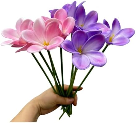 10 pcs Pink&Purple Artificial Plumeria Flowers with Stems,13" Real Touch - Image 6