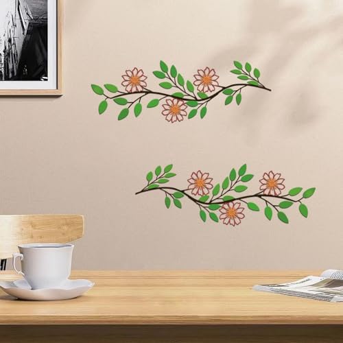 DUOOLN 2Pcs Metal Tree Leaf Wall Decor, Flower Art for Kitchen-Vintage - Image 2