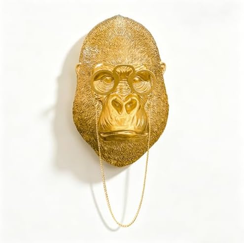 Juedawyal Gold Animal Head for Wall, Resin Gorilla Animal Heads Wall Decor Sculpture Vintage Wall Art for Eclectic Gallery Wall Entryway Bar Living Room Home Office by Juedawyal