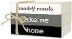Decorative Books for Home Decor, Rustic Wood Book Stack for Table Decor, Country Roads Take Me Home Decoration Books for Living Room Bookshelf, Farmhouse Stacked Books Decoration (L65) by Ycyfckdr