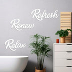 3 Pieces Bathroom Decor White Bathroom Wall Art Relax Renew Refresh - Image 5