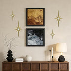 sxnzequnze 4 Pcs Star Wall Art for Home Decor Living Room Bedroom Office Metal 3D,Bling,with Hanging Hook Starburst Midcentury Sculpture Retro Gallery Accent Celestial -Gold 16.5in/9.4in - Image 3