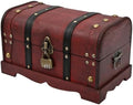 Vintage Wooden Treasure Chest Decorative Box with Lock,Oxblood by DECOR4SEASON