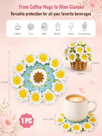 Crochet Flower Bouquet Coasters, Cotton Daisy Gifts for Home Decor 1Pc - Image 2