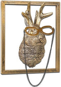 Newinhome Animal Heads Wall Decor (Includes Metal Frame) Resin Animals Sculptures Head Wall Hanging Decoration Gold vintage Wall Sculpture for Living Room Bedroom Office(Jackalope) by Newinhome