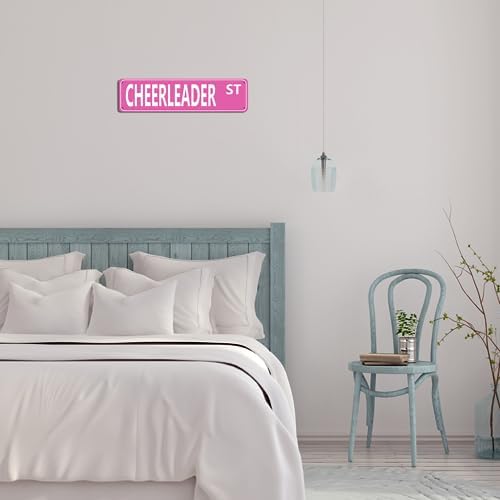 Retro Style Pink "CHEERLEADER" Street Metal Tin Sign, 16x4 inches, Perfect for Home, Dorm, or Dance Room Decor, Unique Squad Accessory (B73) - Image 4