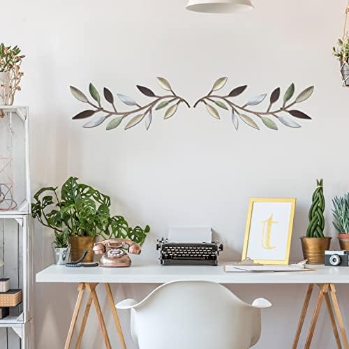 Zhengmy 2 Pcs Metal Leaf Wall Art Vine Branch Decor,Colorful - Image 4