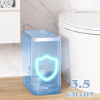 Blue Bathroom Accessories Set, 3.5 Gal Trash Can with Press-Top Lid, Glass Bathroom Set Inclued Soap Dispenser, Toothbrush Holder, Tumbler, Qtip Holders, Vintage Bathroom Sink Set Cute Bathroom Decor - Image 4