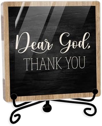 Modern Farmhouse Decor, Home Decor For Living Room, Boho Chic Aesthetic Shelf Decorations, Christian Dear God Acrylic Sign, Farmhouse Entryway Tv Stand Fireplace Coffee Table Decoration (14) by JUSITAKEET