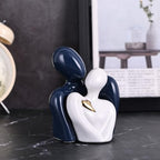 Mini Couple Ceramic Small Statue, Romantic Couple Figurine for Home Decor, Tv Stand, Living Room Nick nacks, Dresser for Bedroom, Shelves, Valentine, Items for Wedding Decor (Blue White and Gold) - Image 2