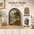 Tabletop Wood Decor Rustic Landscape Sign, Arched Wooden Frame Farmhouse Artwork for Shelf or Desk Display, Vintage Countryside Pictures for Living Room Bathroom Table or Wall Decor - Image 6