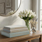 Linen Faux Book Box Set of 3, Decorative Books for Shelves, Fake Books for Decoration with Secret Compartment, Modern Aesthetic Table Decor, Linen Covered Hollow Book Box (GreyGreen-Beige-White) - Image 4