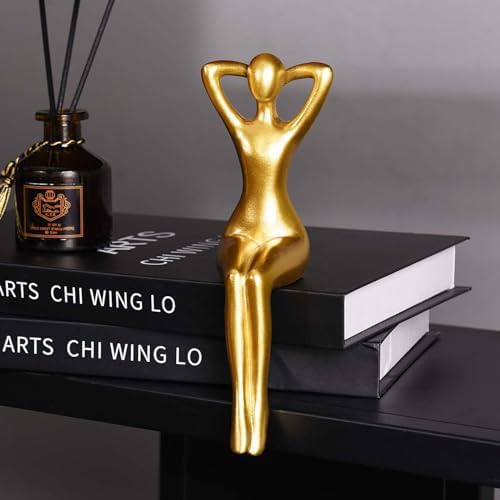 Quoowiit Gold Decor Thinker Statue Decor Book Shelf Decor, Abstract Statue Ornament Office Decor Modern Home Decor Decorations for Living Room Collectable Figurines Coffee Table Decor 3 Piece - Image 6
