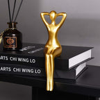 Quoowiit Gold Decor Thinker Statue Decor Book Shelf Decor, Abstract Statue Ornament Office Decor Modern Home Decor Decorations for Living Room Collectable Figurines Coffee Table Decor 3 Piece - Image 6