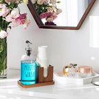 Glass Mouthwash Dispenser for Bathroom, 16 OZ Mouthwash Dispenser with Pour Spout and Acacia Wood Cup Holder and Tray, Mouth Wash Bottle Container, Farmhouse Kitchen Bathroom Decor and Accessories - Image 7