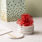 Cork & Mill Marble Coasters with Gold Brass Inlay, White, Set of 6 - Image 6