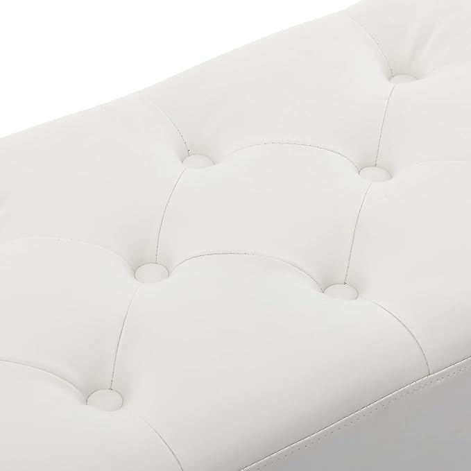 DUHOME Button-Tufted Ottoman Bench, Upholstered Footrest Stool Rectangular - Image 5