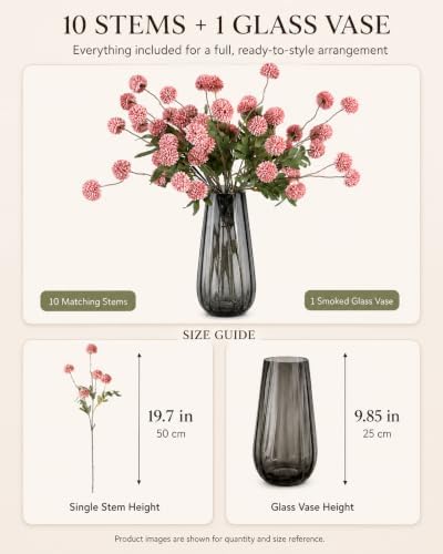Neutral Pink Chrysanthemums with Vase,fall fakeflowers for inside Decor - Image 2