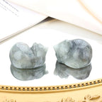 QINJIEJIE Cat Decor Statue White Labradorite Crystal Healing Stone Figurine - Image 2